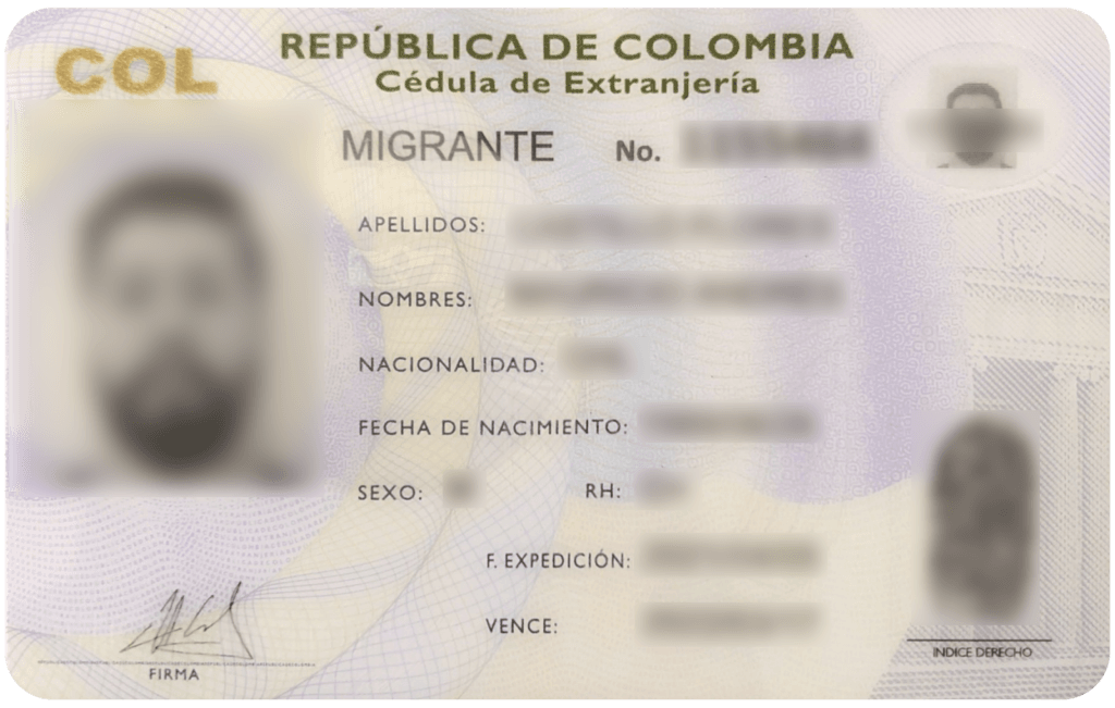 Cédula de Extranjería - Foreign ID Card
