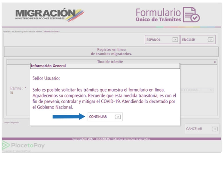 Migracion Colombia Website