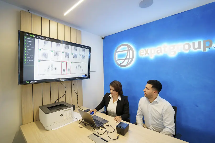 During the fingerprinting process in the backup.expatgroup.co's office